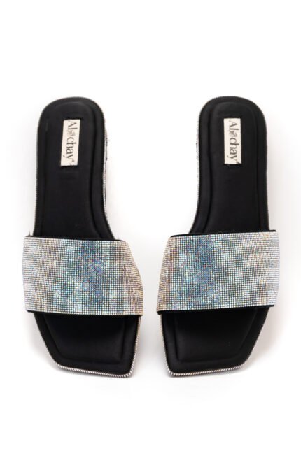 Black Eye silver slippers