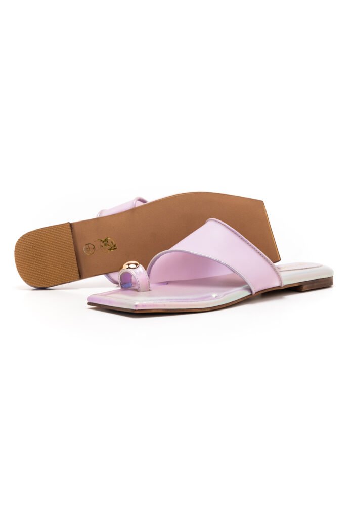 Two-faced purple slippers