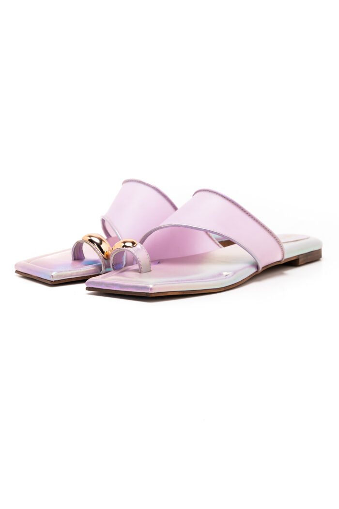 Two-faced purple slippers