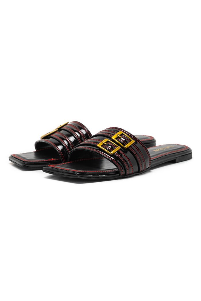 Buckleup black slippers