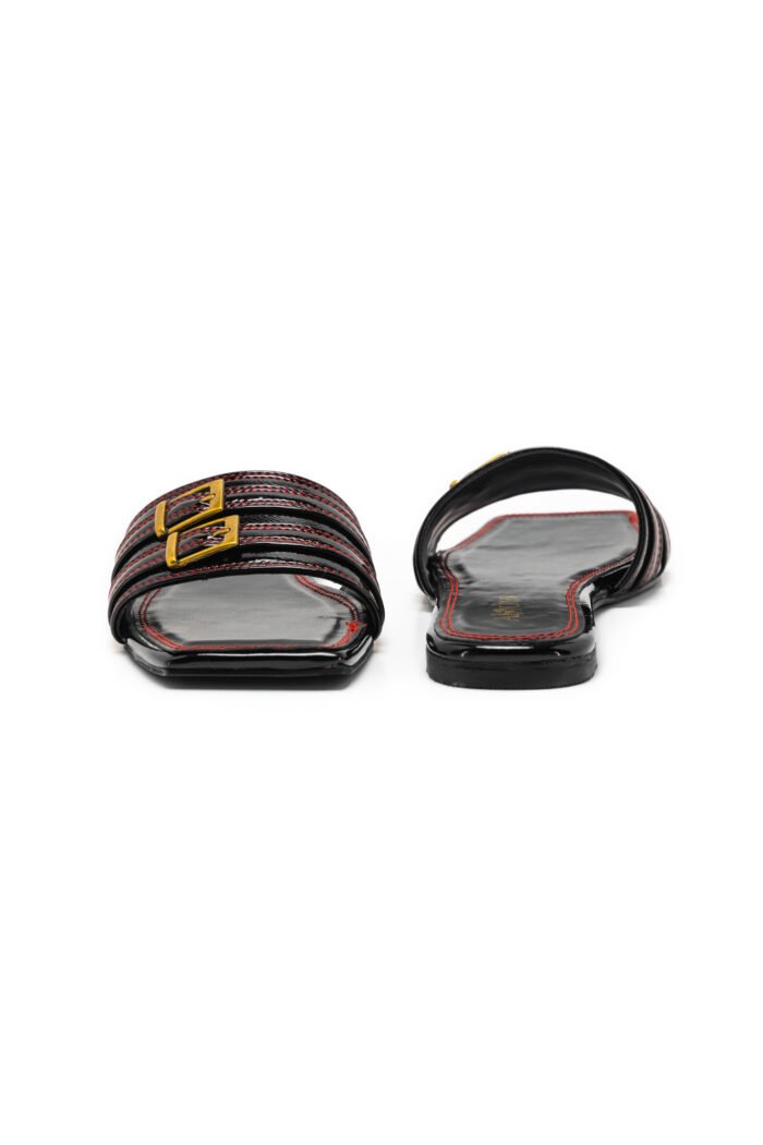 Buckleup black slippers