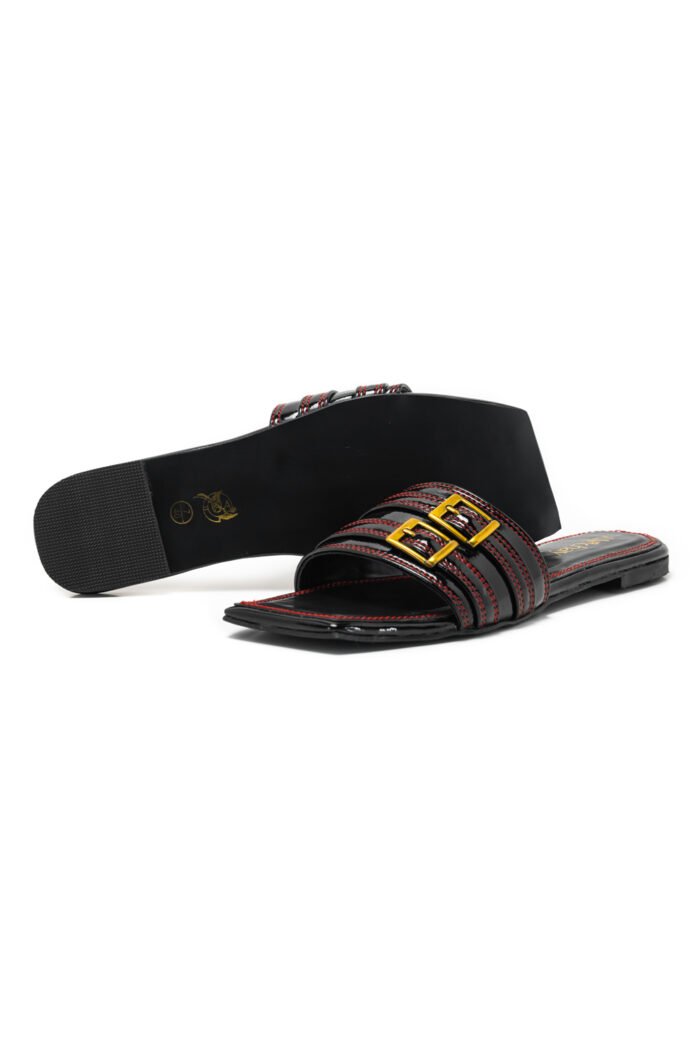 Buckleup black slippers