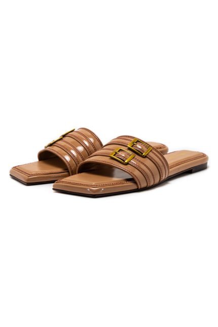 Buckleup brown slippers