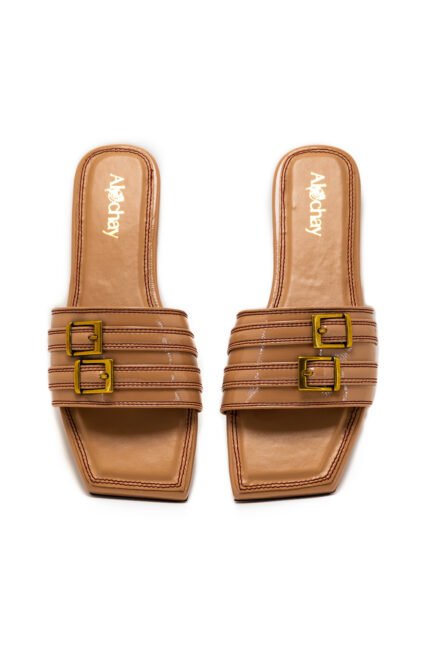 Buckleup brown slippers